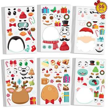 Fun Little Toys Christmas Make-a-Face Stickers Kids DIY Kits, 36 pcs