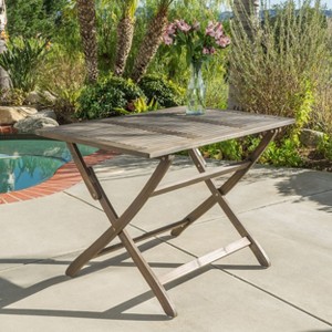 Okak 43.5" Outdoor Foldable Dining Table Side Tables Acacia Wood Portable Patio End Table Outdoor&Indoor for Garden Balcony Yard Pool, Gray - 1 of 4