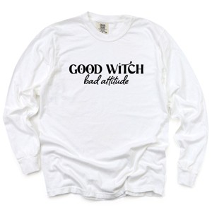 Simply Sage Market Good Witch Bad Attitude Garment Dyed Long Sleeve - 2XL - White - 1 of 4