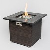 Christopher Knight Home Meredith Modern 40,000 BTU Outdoor Square Propane Steel Fire Pit Table with Lid, Glass Rocks and Rain Cover - 4 of 4