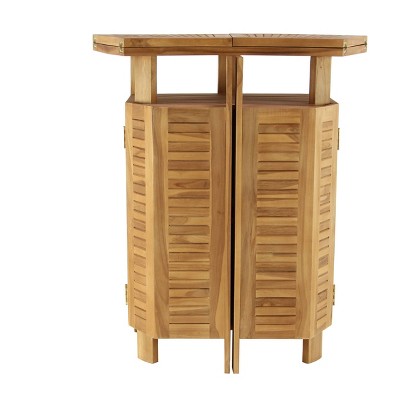 Teak Wood Indoor Outdoor Folding Bar Table with Expandable Sides