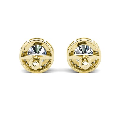 18k Gold Plated Halo Stud Earrings with Simulated Diamonds Gift for Women