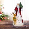 Roman 18.0 Inch Woodland Santa With Deer And Cardinal Figurine Christmas Snow Woods Deer Santa Figurines - 2 of 4
