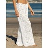 Imily Bela Womens Sheer Mesh Crochet Beach Pants High Waisted Wide Leg Drawstring Coverup - 2 of 3