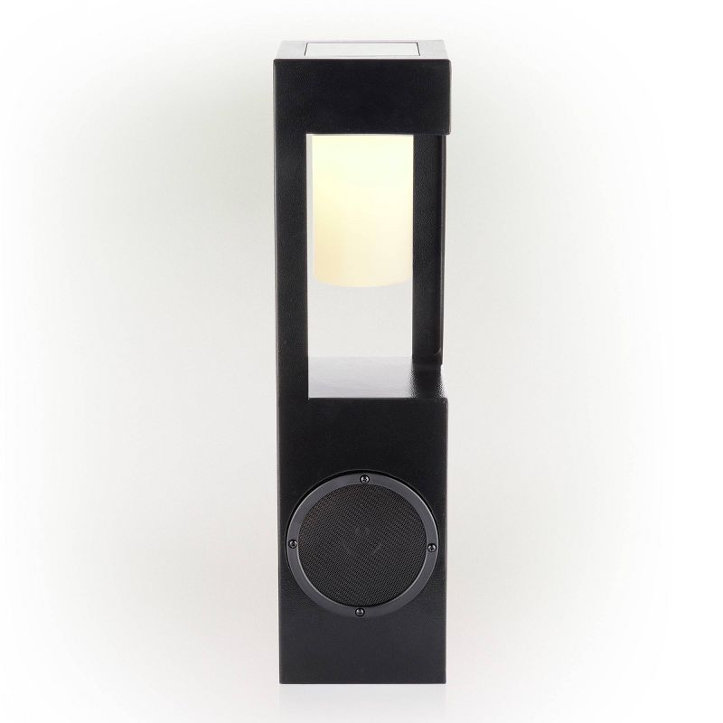 Outdoor Metal Lantern with LED Light and Bluetooth Speaker Black - Alpine Corporation, 5 of 9