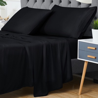 King Size 4 Piece Sheet Set, Bamboo Fiber Soft Comfy Breathable Bed Sheets Set Wrinkle-Free Hotel Bedding Bed Sheets Pillowcase Set with 16" Pockets
