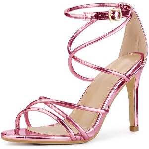 Perphy Women's Open Toe Strappy Criss Cross Straps Stiletto Heel Buckle Sandals - 1 of 3