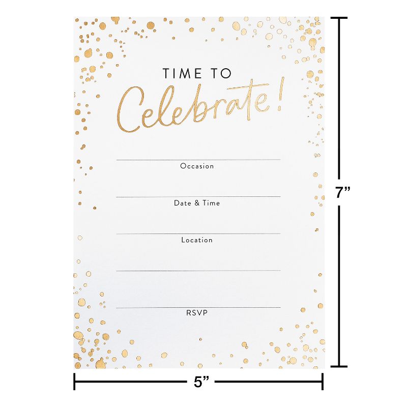 10ct &#39;Time to Celebrate&#39; Invitation Cards White/Gold, 5 of 7