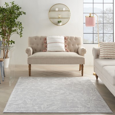 Enchanted Floral Grey 6' x 9' Synthetic Flat Woven Area Rug