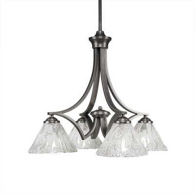 Toltec Lighting Zilo 4 - Light Chandelier in  Graphite with 7" Italian Ice Shade