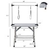 Folding Dog Grooming Table with Stainless Steel Frame,Adjustable Arm,Noose,Non Slip Surface and Storage Basket - LAOTIES - 2 of 4