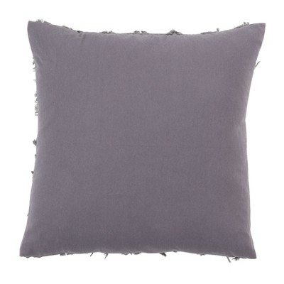 Charcoal Fringe Striped Cotton Linen Throw Pillow