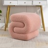 COWLOWN S-Shape Teddy Fabric Ottoman Makeup Stool Footstool, 250LBS Capacity, No-Assembly, Anti-Slip for Living Room/Bedroom/Sofa Side - 3 of 4