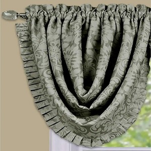 Kate Aurora Custom Rod Pocket Austrian Damask Window Valance With Pleated Trim - 1 of 2