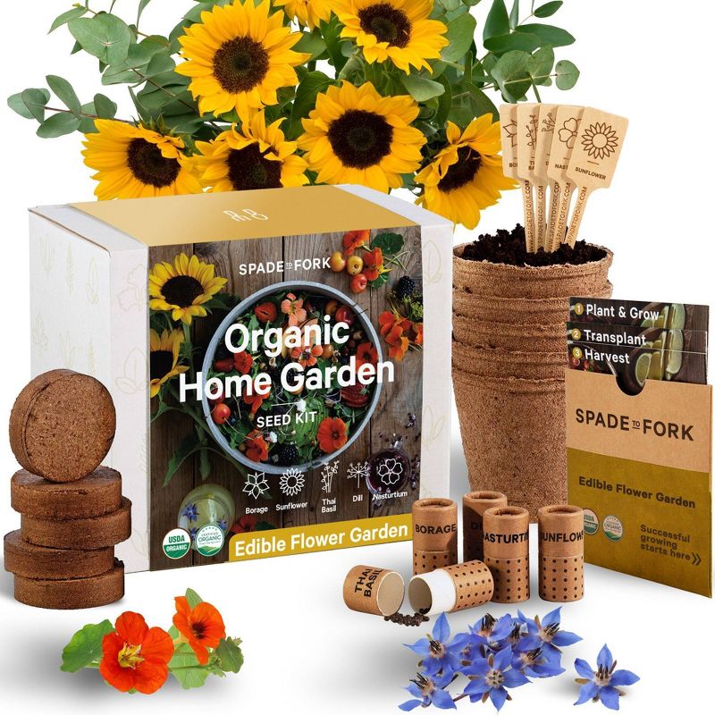 Spade to Fork Organic Edible Flower Garden Kit, 1 of 8