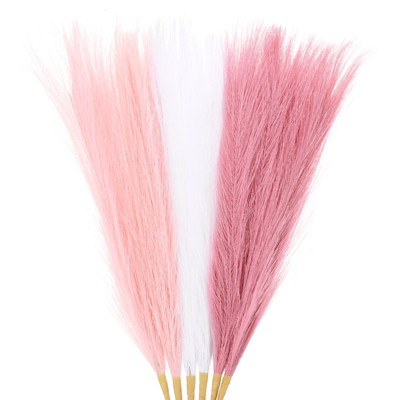 Unique Bargains Dried Plants Artificial Durable Small Fluffy Pampas Grass 7 Branches for Home, Office 17.7 Inch