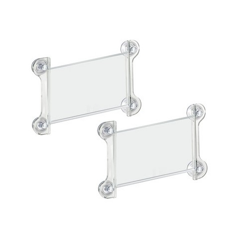 Two-Sided Acrylic Sign Holder with Suction Cup Grippers 5W x 7H, 10-Pack | Azar Displays