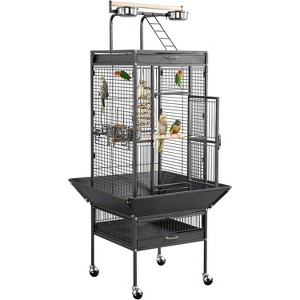 Large Bird Cage, Metal Bird Fight Cage with Play Top, Rolling Stands, Feed Bowls, Wide Tall Parrot Cage for Parakeets, Conures, Cockatiel, Cockatoo - 1 of 4