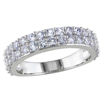  1.52 CT. T.W. Simulated Sapphire Shared Prong Setting Ring in Sterling Silver 8 - White 