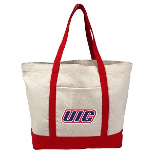 University Of Illinois Primary Logo Canvas Tote Bag With External Pocket, Reusable Shoulder Bag for Shopping, School, Beach - 1 of 4