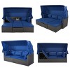 Outdoor Wicker Patio Daybed with Retractable Canopy, Sunbed with Ottoman and Height Adjustable Table, Daybed with Foam Cushions–Cuddlewood - 4 of 4