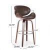 Mid-Century Modern Swivel Bar Stool with Bentwood Frame and Chrome Foot Rail, Set for Kitchen Island or Home Bar - 4 of 4