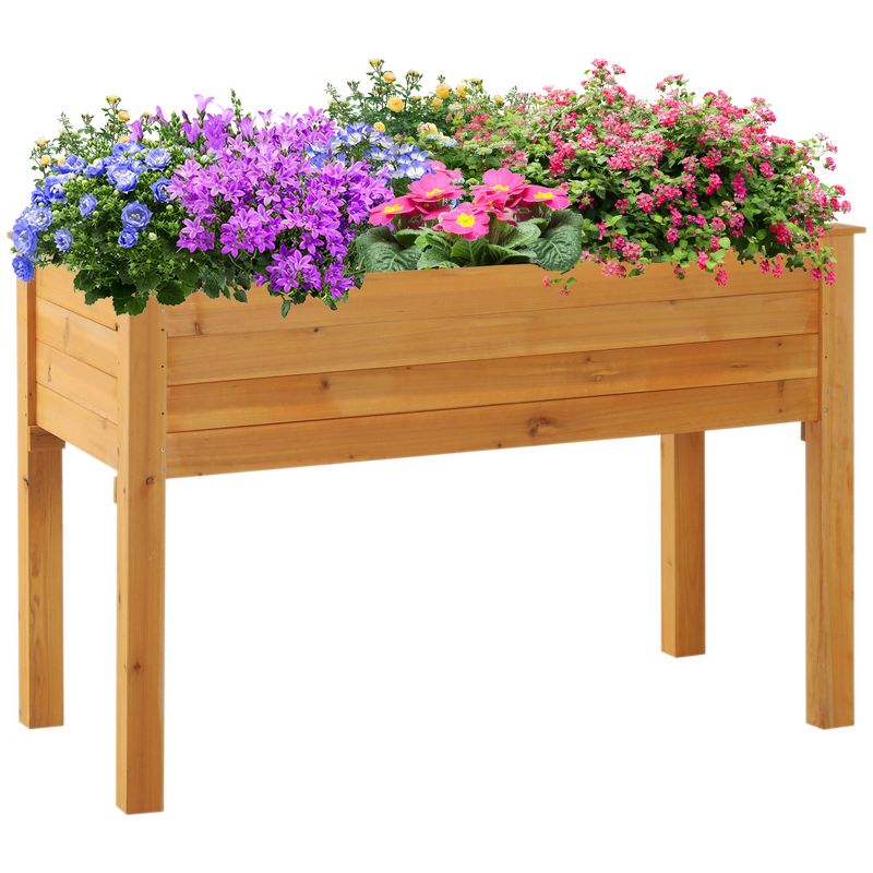 Outsunny 48" x 24" Raised Garden Bed Elevated Wooden Planter Box for Backyard, Patio, Balcony, 4 of 9