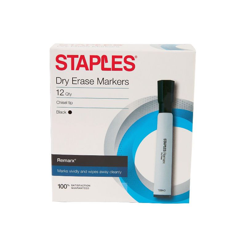 Staples Remarx Dry Erase Markers Broad Point Black 12/Pack (29211) 2072180, 1 of 4