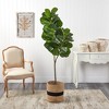 Nearly Natural 5.5-ft Fiddle Leaf Fig Artificial Tree in Handmade Natural Cotton Planter - 3 of 4