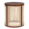 JUJABU 15.7" Round End Table, Hollow Rattan Woven Design with Rubber Wood Top, Small Nightstand or Tea Table for Living Room, Easy Assembly - 2 of 4