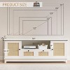 Rattan TV Stand  for 65/70 Inch TV White TV Console Entertainment Center with Storage Modern Media Console Cabinet with Drawers for Living Room - 4 of 4