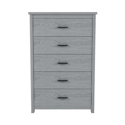 Gulches Nightstand, 47 Inch High, with Light Gray Finish, Country Style, 5 Drawers Included
