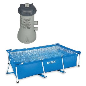 Intex 8.5' x 5.3' x 26" Frame Above Ground Swimming Pool & 1000 GPH Pool  Pump - 1 of 4