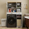 ORRD Over-Washer & Dryer Storage Cabinet with Laundry Basket, 4 Doors, Drawer & Adjustable Shelves, Antique White - 3 of 4