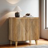Mango Wood Accent Storage Cabinet with Fluted Doors, Adjustable Shelf, and Tapered Legs, Rustic Solid Wood Sideboard for Living Room, Dining Room - 4 of 4
