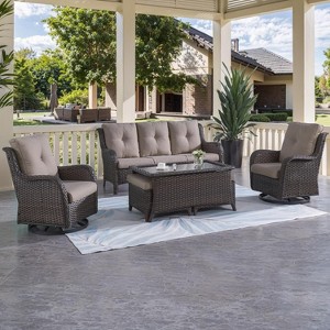 SUGOLD Outdoor Patio Furniture 6 Pieces PE Rattan Furniture Set Wicker Outdoor Sectional Sofa - 1 of 1
