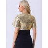 INSPIRE CHIC Women's Sequin Jacket Flared Sleeve Sparkly Bolero Crop Glitter Shrug - 3 of 4