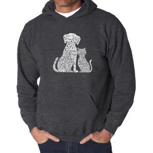 LA Pop Art Men's Word Art Hooded Sweatshirt - Dogs and Cats - 1 of 4