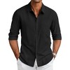COOFANDY Men's Long Sleeve Button Down Shirts Casual Cotton Linen Shirts Summer Beach Shirt with Pocket - 3 of 4