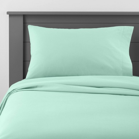 Room Essentials Twin Bed Sheet Set Mint Green Flat, Fitted, One Pillowcase  New