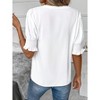 Women Tops Short Sleeve - Summer Casual V Neck Solid Color Flowy Trendy Tunic Blouses Shirt - 2 of 4