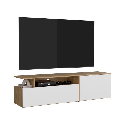 Vynxaria Modern TV Stand, 60" TV Capacity, 2 Doors, 4 Shelves