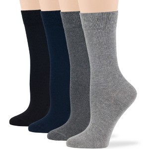 Women Cotton Solid Dress Socks - 4 Pack - Black, Brown, Blue, Grey, Beige  Khaki Shoe Size 5-9 M, 8-12 L | 7BIGSTARS KINGDOM - 1 of 4