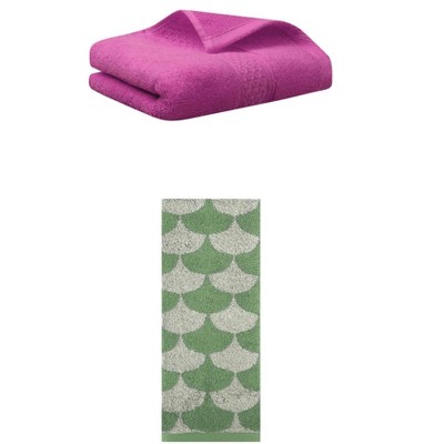 REGALWOVEN Geometric Absorbent Soft Bathroom Cotton Hand Towels 13" x 30"/13" x 29" 2 Packs
