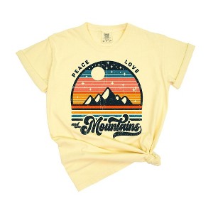 Simply Sage Market Women's Peace Love and Mountains Short Sleeve Garment Dyed Tee - 1 of 3