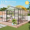 Gulches 10x12FT Windproof Polycarbonate Greenhouse High Headroom Raised Base Anchor Aluminum Heavy Duty All Season Outdoor Backyard - 4 of 4