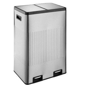 Jiallo 60L (30LX2) Stainless steel 2 compartments garbage and recycling bins with soft-close lids, satin finish and fingerprint proof - 1 of 4