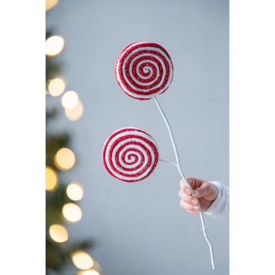 DYLives Large Lollipop Picks – 19" Red & White Swirl Candy Christmas Tree Decorations Set of 6