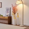 YONWAY  Decorative Floor Vases Set of 3, White and Gold Floral Pattern, Tall Ceramic Standing Vases for Home Decor (Gold+White Square) - 4 of 4