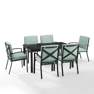 Kaplan 7pc Outdoor Dining Set with Arm Chairs Mist/Oil Rubbed Bronze - Crosley: Weather-Resistant Patio Furniture